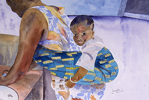 <i>Confiance d'enfant</i><br />aquarelle sur papier Arches, 2002, 42 x 57 cm <br /> collection privée